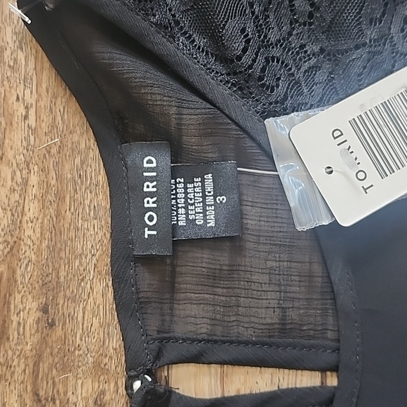 NWT Torrid Babydoll Crinkle Chiffon Lace Trim Top Sz 3, 22/24, 3X - Picture 7 of 10